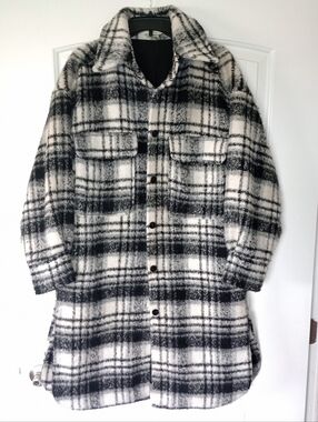 Lili Sidonio Molly Bracken Sheepskin Effect Plaid Coat